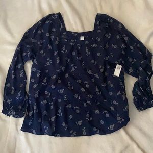 Old. Navy dark blue floral long sleeve top -  NEW!